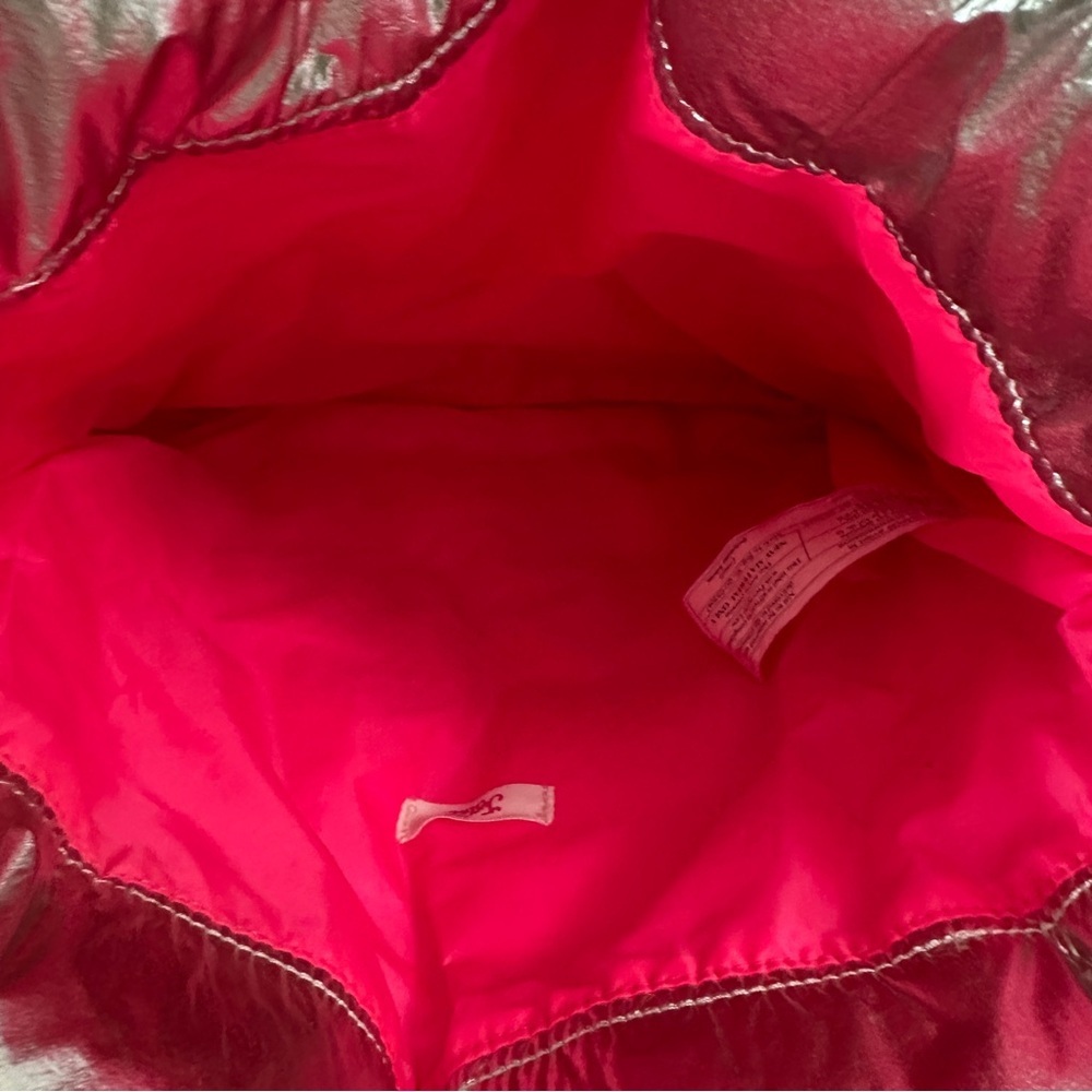Justice Metallic Silver Puffer Tote Bag - Quilted Shiny Puffy Handbag - Hot Pink - Picture 5 of 5
